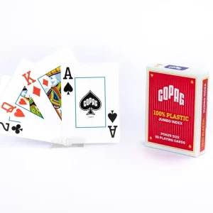 Karty do gry Copag 100% Plastic Poker size Jumbo Index czerwone