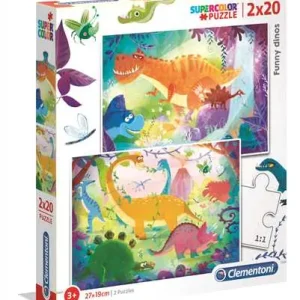 Puzzle 2w1 super kolor Śmieszne dinozaury 24755
