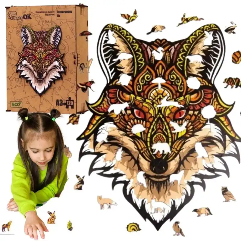 Puzzle drewniane eko 120 Zaczarowany lis A3