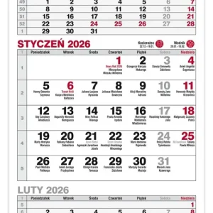 Kalendarz 2026 A5 biurkowy trójdzielny pionowy MIX